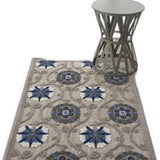 3' X 4' Blue And Gray Floral Indoor Outdoor Area Rug - Homeroots