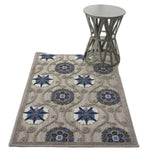 3' X 4' Blue And Gray Floral Indoor Outdoor Area Rug - Homeroots