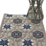 3' X 4' Blue And Gray Floral Indoor Outdoor Area Rug - Homeroots