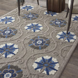 4' X 6' Blue And Gray Floral Indoor Outdoor Area Rug - Homeroots