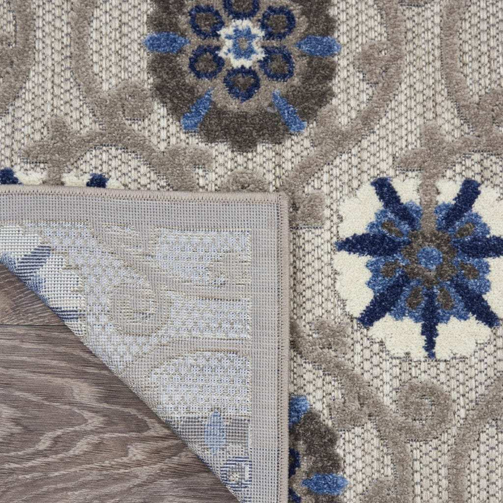 4' X 6' Blue And Gray Floral Indoor Outdoor Area Rug - Homeroots - Flyclothing LLC