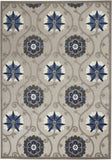 4' X 6' Blue And Gray Floral Indoor Outdoor Area Rug - Homeroots