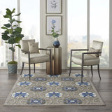 4' X 6' Blue And Gray Floral Indoor Outdoor Area Rug - Homeroots - Flyclothing LLC