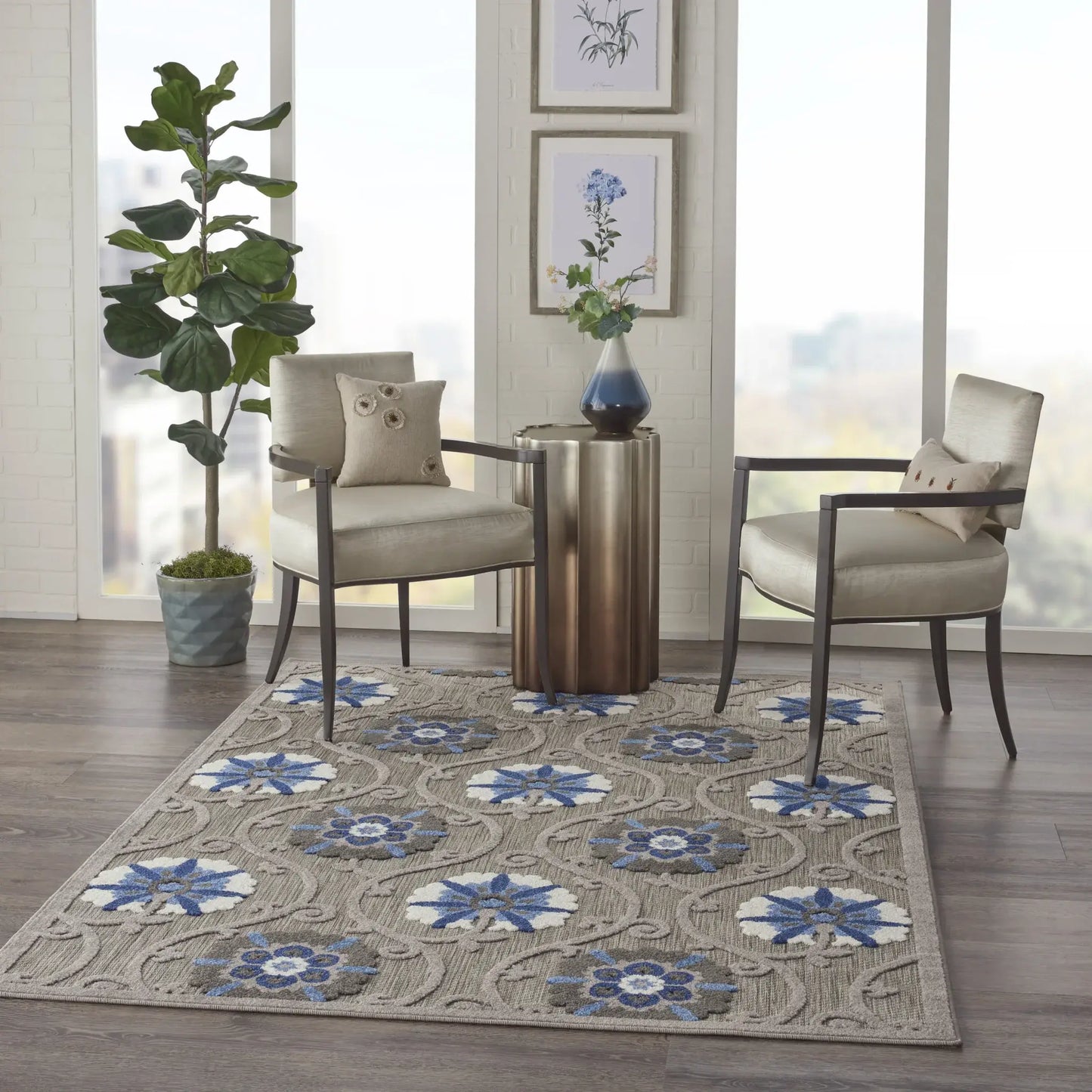 5' X 8' Blue And Gray Indoor Outdoor Area Rug - Homeroots - Flyclothing LLC
