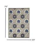 5' X 8' Blue And Gray Indoor Outdoor Area Rug - Homeroots