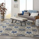8' X 11' Blue And Gray Floral Indoor Outdoor Area Rug - Homeroots - Flyclothing LLC