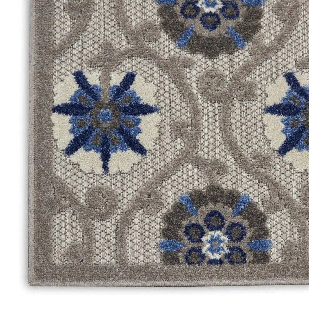 8' X 11' Blue And Gray Floral Indoor Outdoor Area Rug - Homeroots - Flyclothing LLC