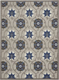 8' X 11' Blue And Gray Floral Indoor Outdoor Area Rug - Homeroots