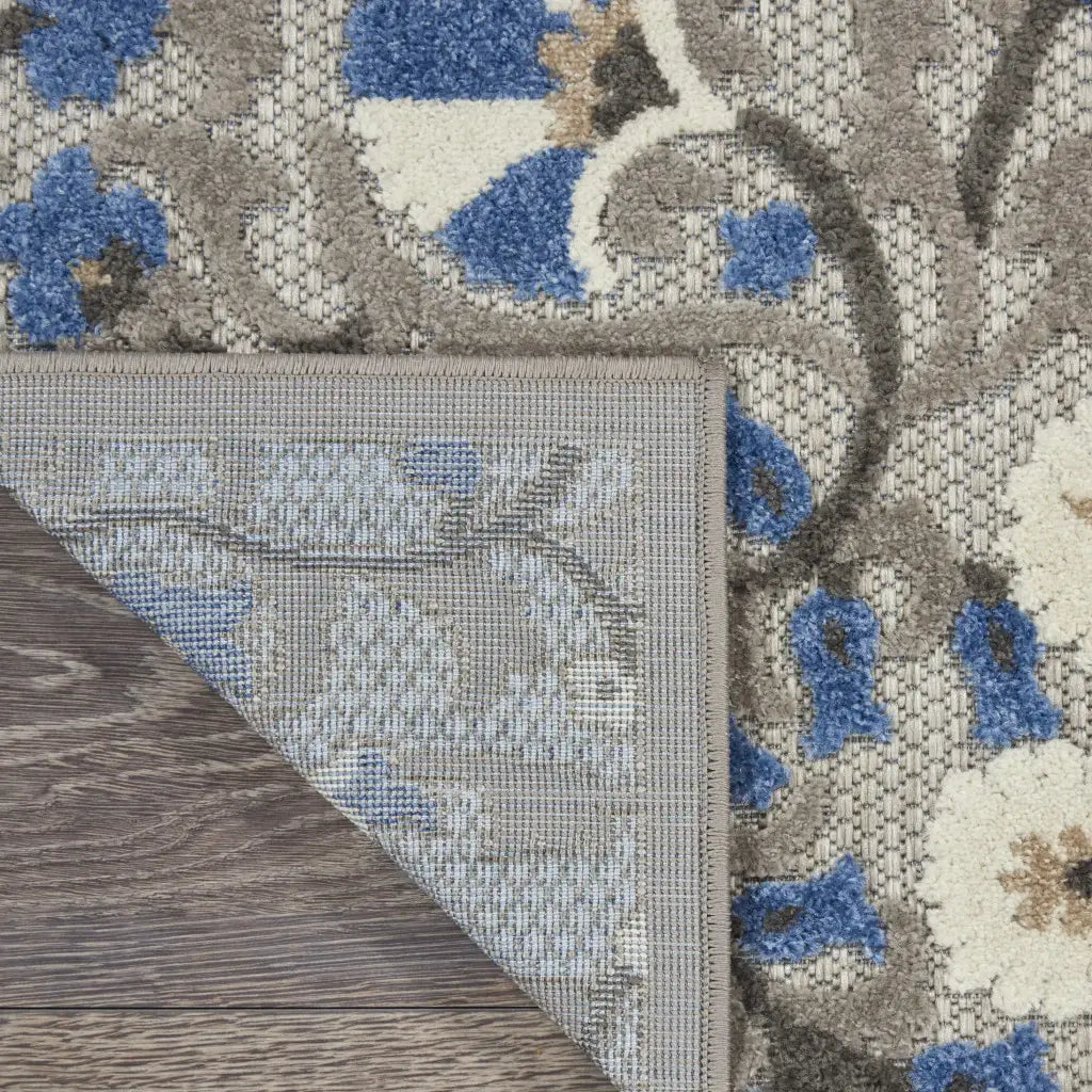 4' X 6' Blue And Gray Floral Indoor Outdoor Area Rug - Homeroots - Flyclothing LLC