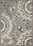 4' X 6' Blue And Gray Floral Indoor Outdoor Area Rug - Homeroots