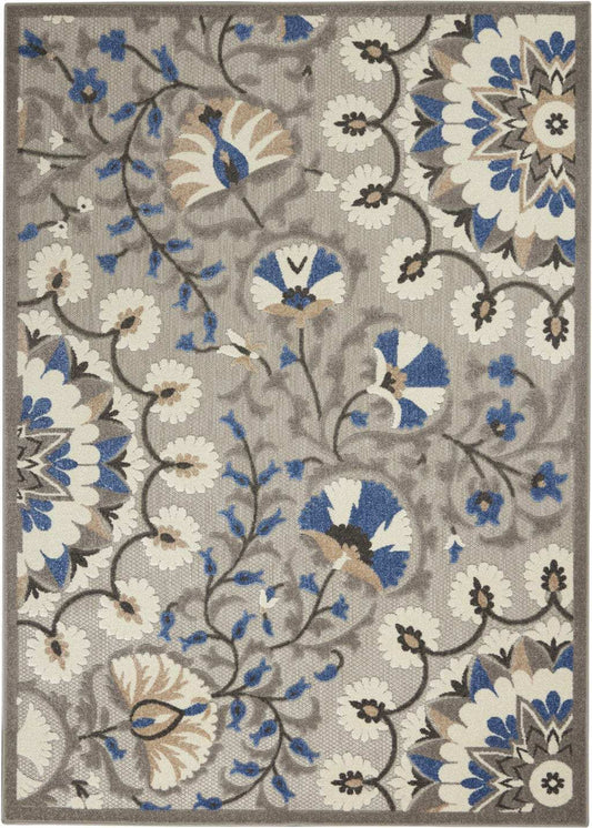 5' X 7' Grey/Multi Floral Indoor Outdoor Area Rug - Homeroots - Flyclothing LLC