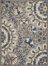 8' X 11' Blue And Gray Floral Indoor Outdoor Area Rug - Homeroots - Flyclothing LLC