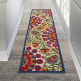 2' X 8' Red And Ivory Floral Indoor Outdoor Area Rug - Homeroots
