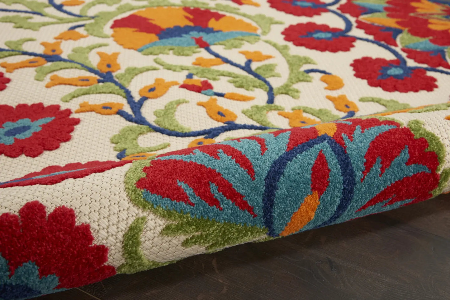 2' X 10' Red And Ivory Floral Indoor Outdoor Area Rug - Homeroots - Flyclothing LLC