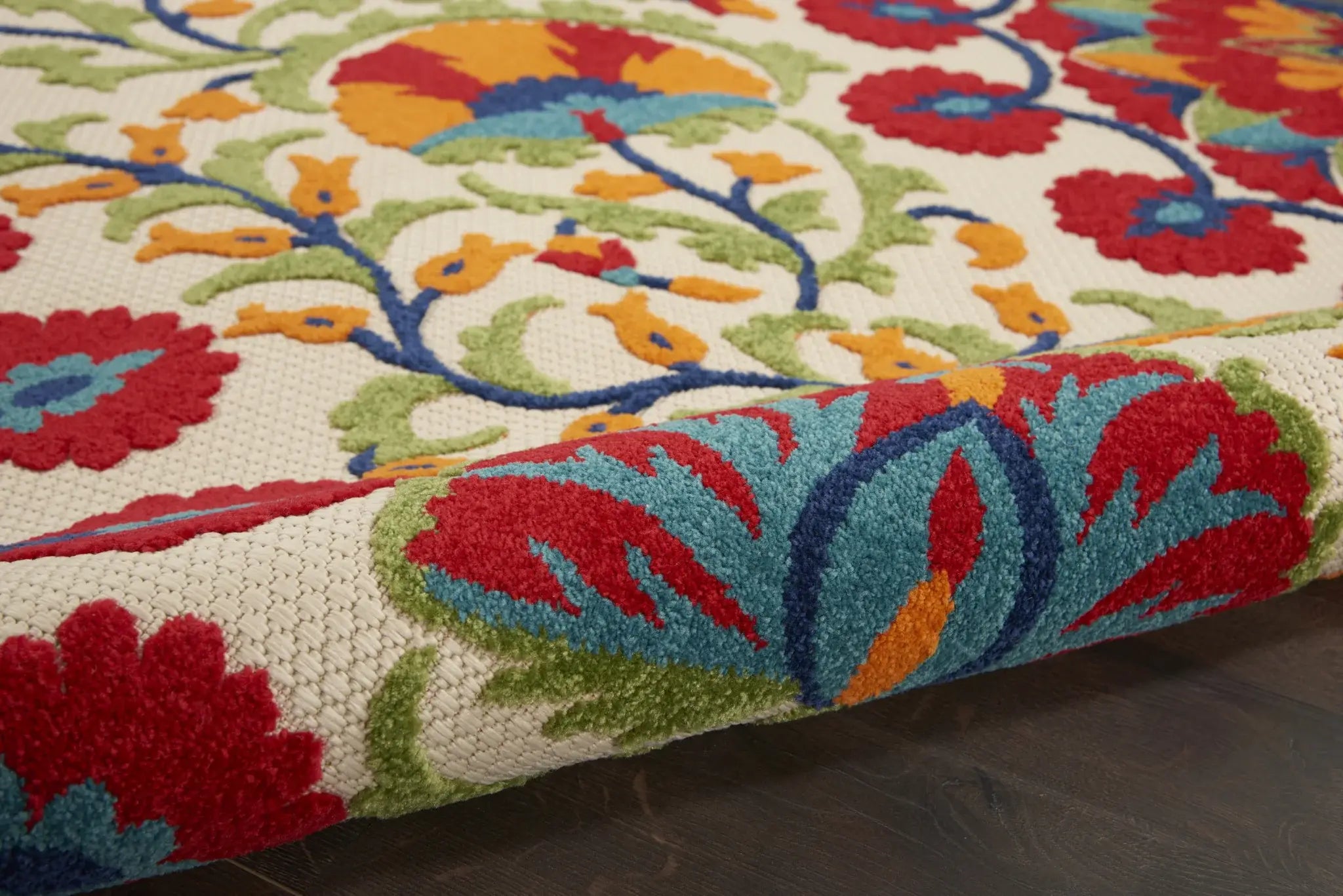2' X 10' Red And Ivory Floral Indoor Outdoor Area Rug - Homeroots - Flyclothing LLC