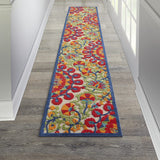 2' X 10' Red And Ivory Floral Indoor Outdoor Area Rug - Homeroots
