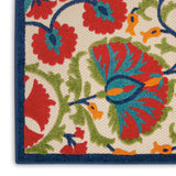 12' Runner Red And Ivory Floral Stain Resistant Indoor Outdoor Runner Rug - Homeroots