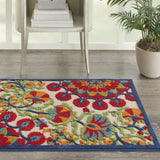 3' X 4' Red And Ivory Floral Indoor Outdoor Area Rug - Homeroots