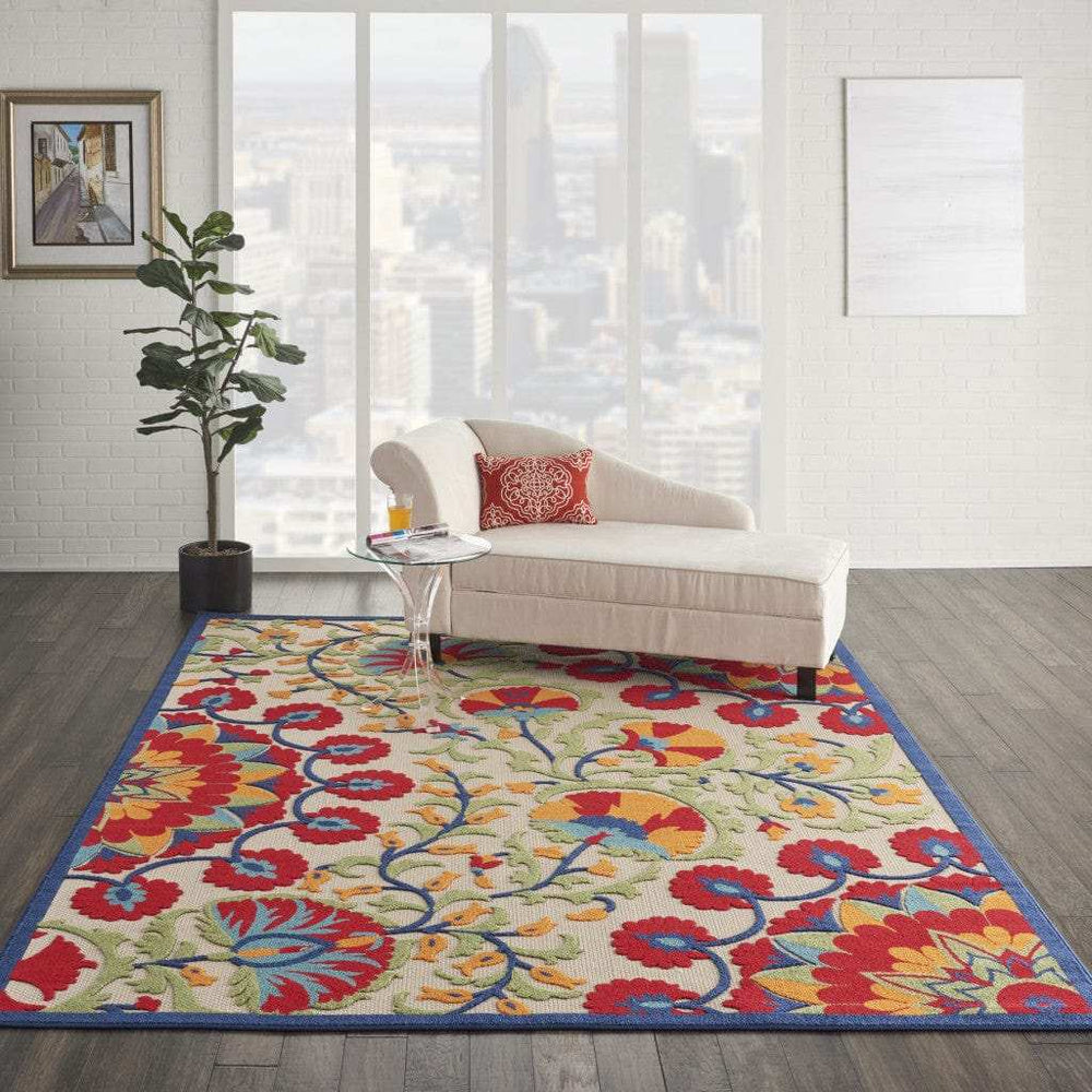 6' X 9' Red And Ivory Floral Indoor Outdoor Area Rug - Homeroots - Flyclothing LLC