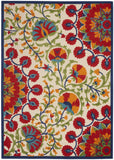7' X 10' Red And Ivory Floral Indoor Outdoor Area Rug - Homeroots