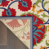 5' X 8' Red And Ivory Floral Indoor Outdoor Area Rug - Homeroots