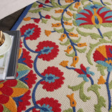 5' X 8' Red And Ivory Floral Indoor Outdoor Area Rug - Homeroots - Flyclothing LLC