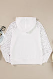 Drawstring Openwork Long Sleeve Hoodie - Trendsi