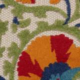 5' Round Red And Ivory Round Floral Indoor Outdoor Area Rug - Homeroots - Flyclothing LLC