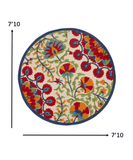8' Round Red And Ivory Round Floral Indoor Outdoor Area Rug - Homeroots