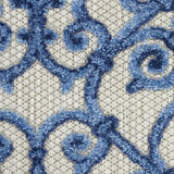 2' X 6' Blue And Gray Floral Indoor Outdoor Area Rug - Homeroots - Flyclothing LLC