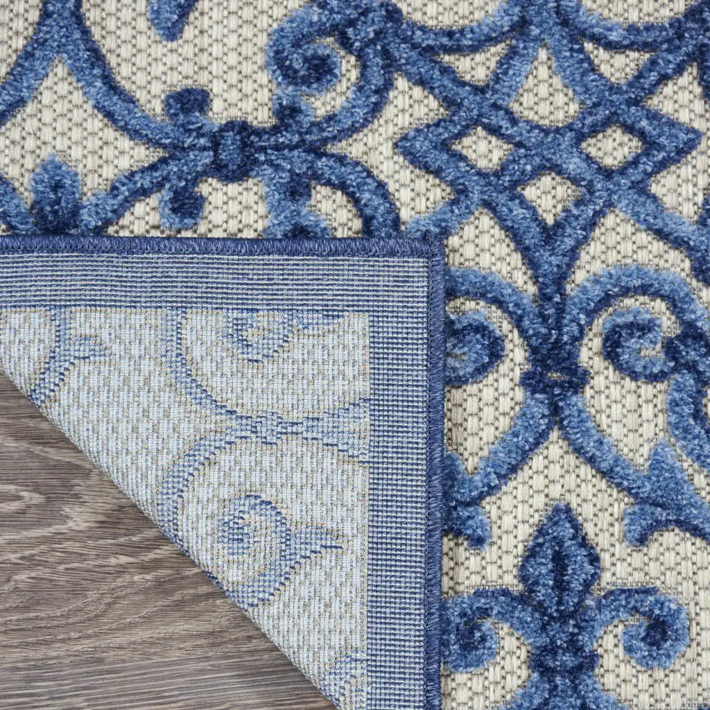 2' X 6' Blue And Gray Floral Indoor Outdoor Area Rug - Homeroots - Flyclothing LLC