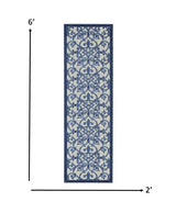 2' X 6' Blue And Gray Floral Indoor Outdoor Area Rug - Homeroots - Flyclothing LLC
