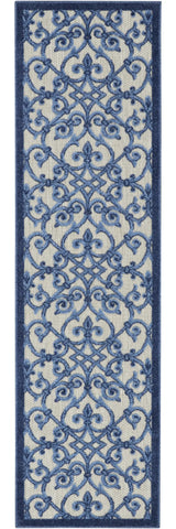 2' X 6' Blue And Gray Floral Indoor Outdoor Area Rug - Homeroots - Flyclothing LLC