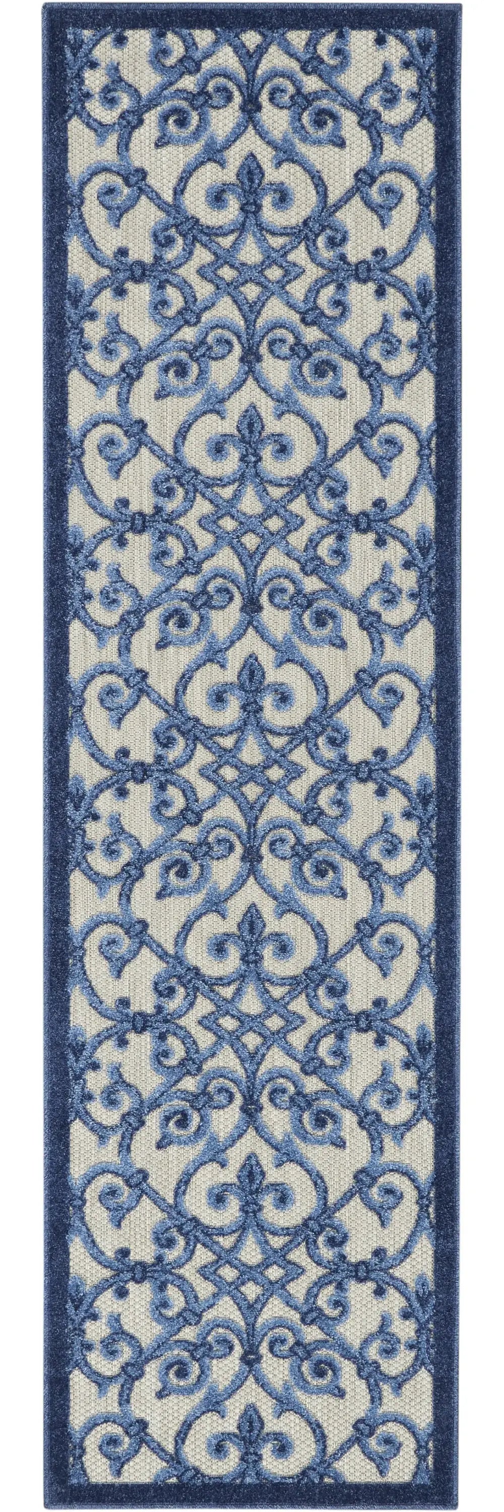 2' X 6' Blue And Gray Floral Indoor Outdoor Area Rug - Homeroots - Flyclothing LLC
