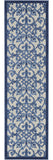 2' X 10' Blue And Gray Floral Indoor Outdoor Area Rug - Homeroots