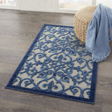 3' X 4' Blue And Gray Floral Indoor Outdoor Area Rug - Homeroots