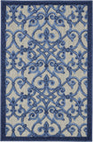3' X 4' Blue And Gray Floral Indoor Outdoor Area Rug - Homeroots
