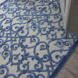 4' X 6' Blue And Gray Floral Indoor Outdoor Area Rug - Homeroots