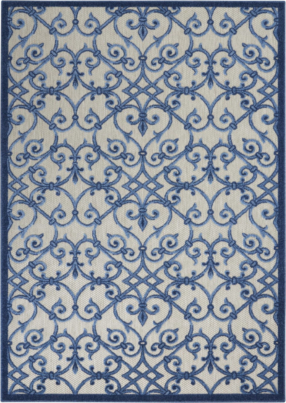 4' X 6' Blue And Gray Floral Indoor Outdoor Area Rug - Homeroots