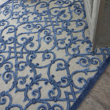 5' X 8' Blue And Gray Floral Indoor Outdoor Area Rug - Homeroots - Flyclothing LLC