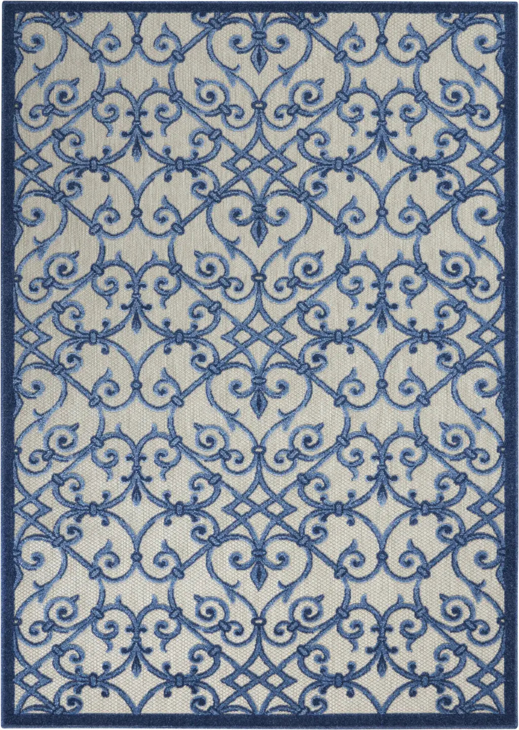 5' X 8' Blue And Gray Floral Indoor Outdoor Area Rug - Homeroots - Flyclothing LLC