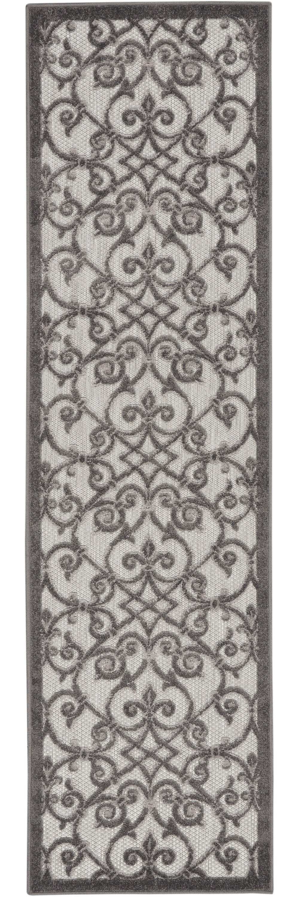 2' X 6' Gray Floral Indoor Outdoor Area Rug - Homeroots - Flyclothing LLC