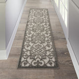 2' X 6' Gray Floral Indoor Outdoor Area Rug - Homeroots
