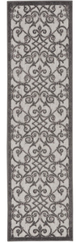 2' X 8' Gray Floral Indoor Outdoor Area Rug - Homeroots - Flyclothing LLC