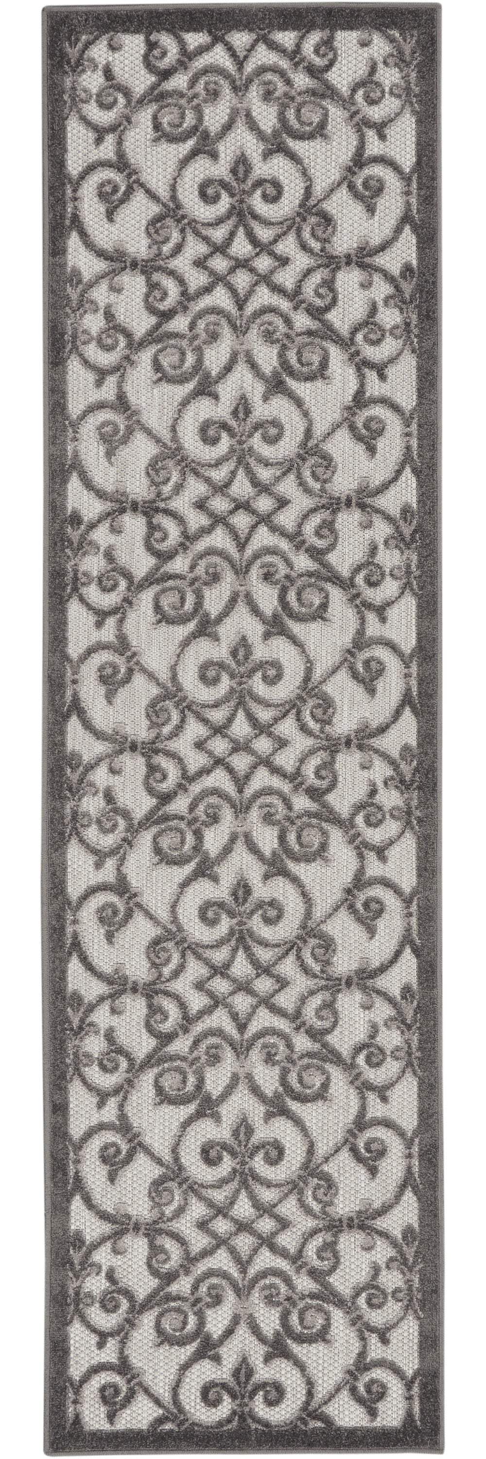 2' X 8' Gray Floral Indoor Outdoor Area Rug - Homeroots - Flyclothing LLC