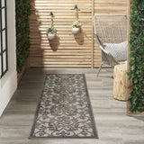 2' X 8' Gray Floral Indoor Outdoor Area Rug - Homeroots