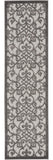 2' X 10' Gray Floral Indoor Outdoor Area Rug - Homeroots