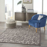 4' X 6' Gray Floral Indoor Outdoor Area Rug - Homeroots