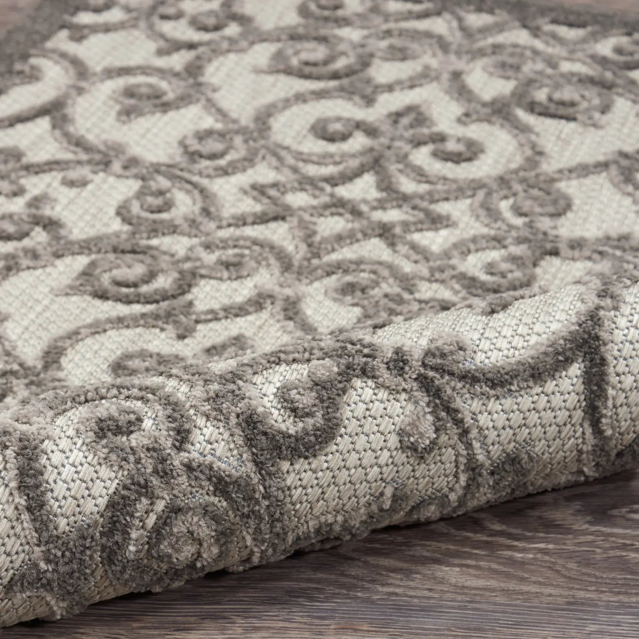 4' X 6' Gray Floral Indoor Outdoor Area Rug - Homeroots - Flyclothing LLC
