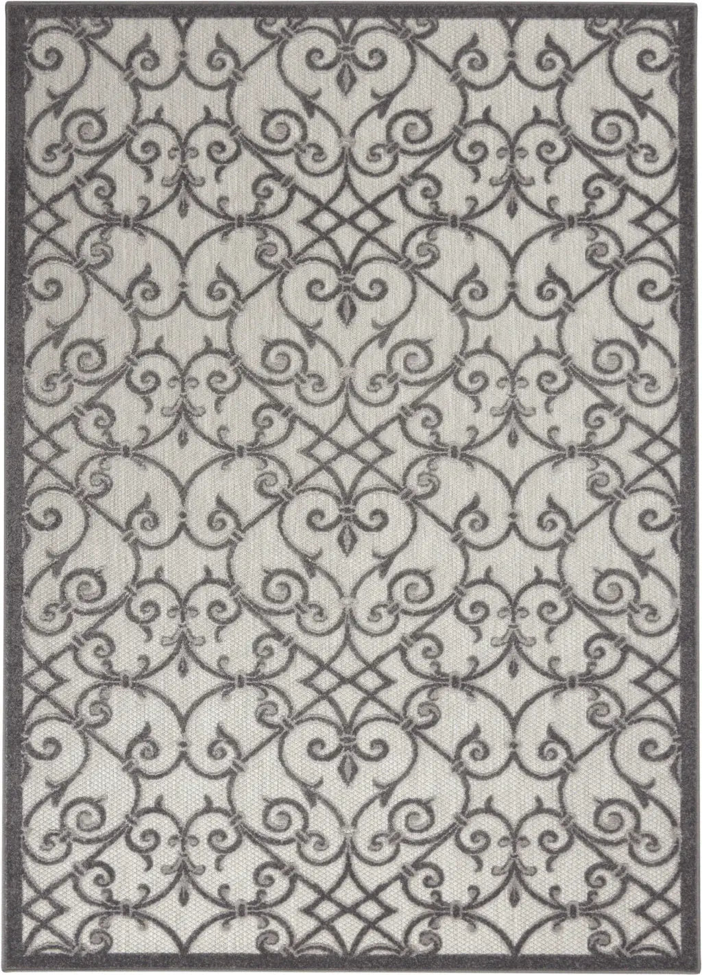 4' X 6' Gray Floral Indoor Outdoor Area Rug - Homeroots - Flyclothing LLC